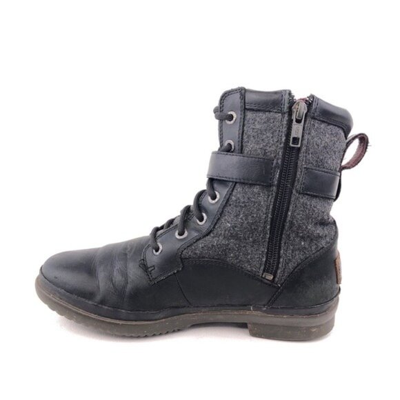 UGG Kesey Black Leather Winter Ankle Boots 6 - Picture 2 of 13